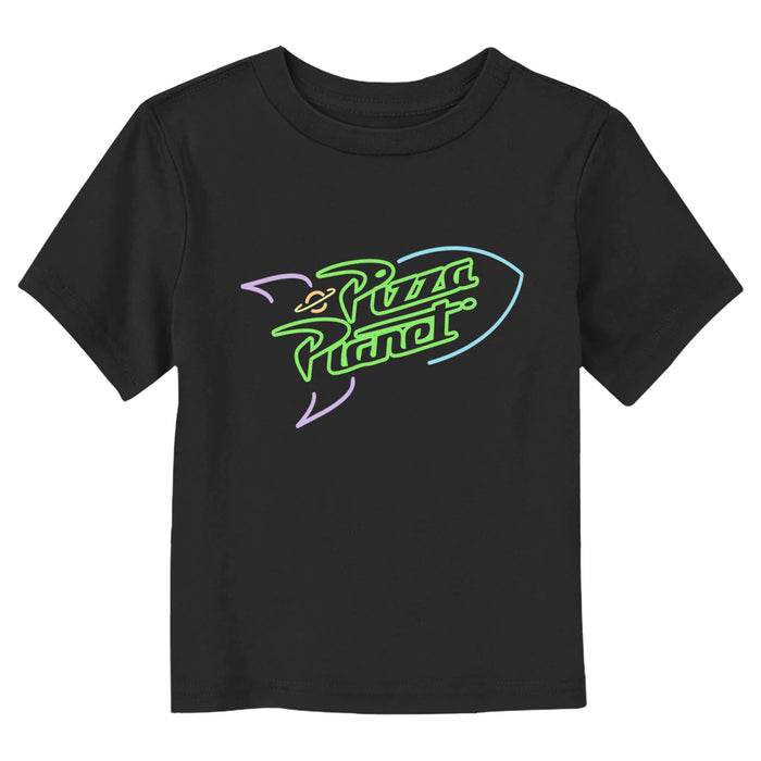 fifth sun Toddler's Toy Story Pizza Planet Neon Sign T-Shirt
