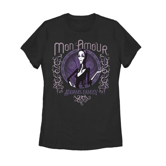 fifth sun Women's Addams Family Morticia Mon Amour Portrait T-Shirt