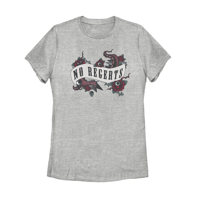 fifth sun Women's Addams Family No Regrets Joke Tattoo T-Shirt