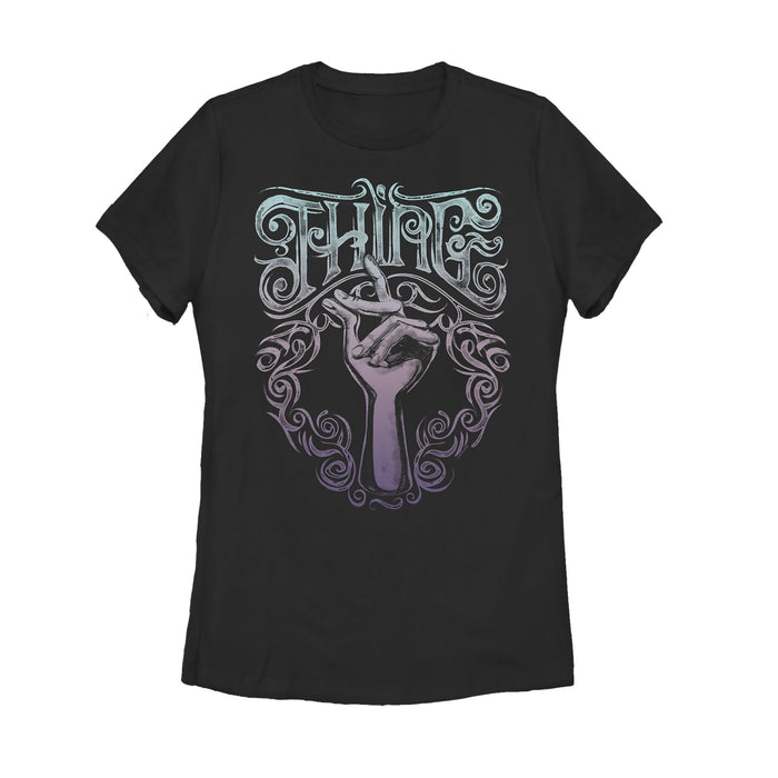 fifth sun Women's Addams Family Thing Ornate Snap T-Shirt
