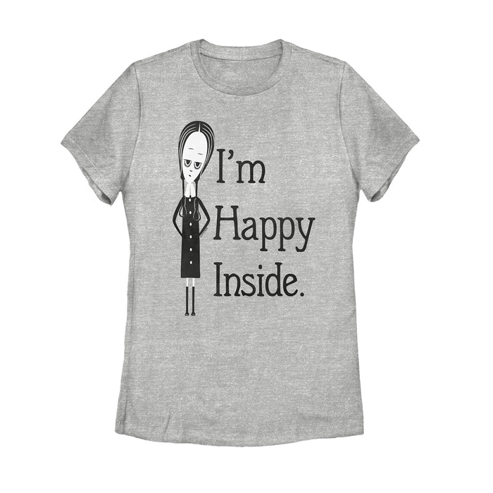 fifth sun Women's Addams Family Wednesday Happy Inside T-Shirt
