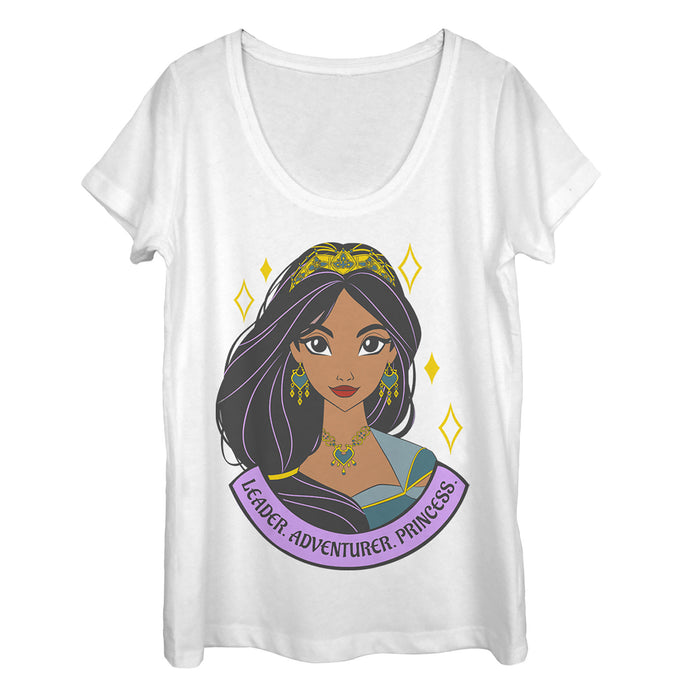 fifth sun Women's Aladdin Jasmine Leader Portrait Scoop Neck