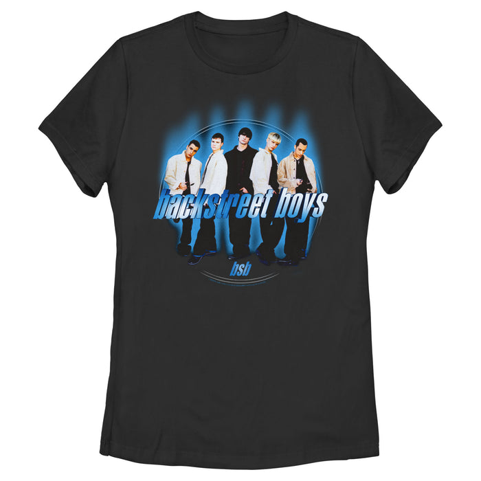 fifth sun Women's Backstreet Boys Blue Glowing Circle T-Shirt