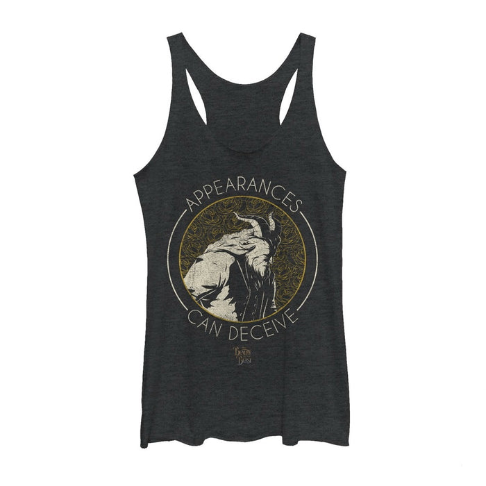 fifth sun Women's Beauty and the Beast Appearances Deceive Racerback Tank Top