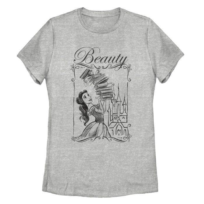 fifth sun Women's Beauty and the Beast Belle Book Tower T-Shirt