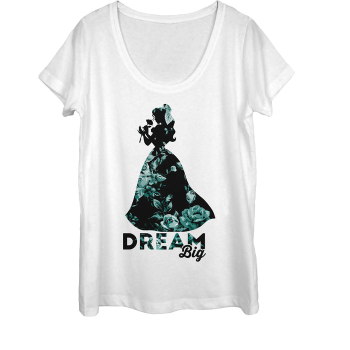 fifth sun Women's Beauty and the Beast Belle Dream Big Floral Print Scoop Neck