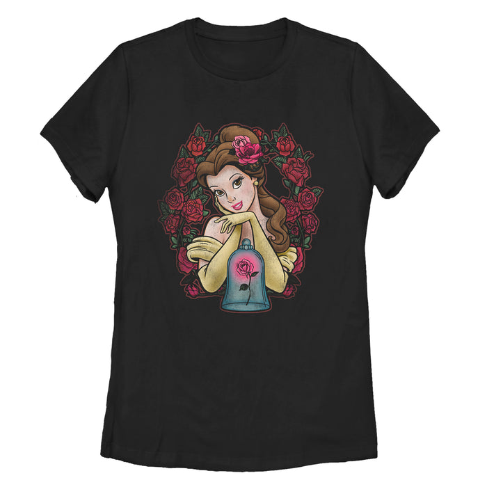 fifth sun Women's Beauty and the Beast Belle Rose Wreath T-Shirt