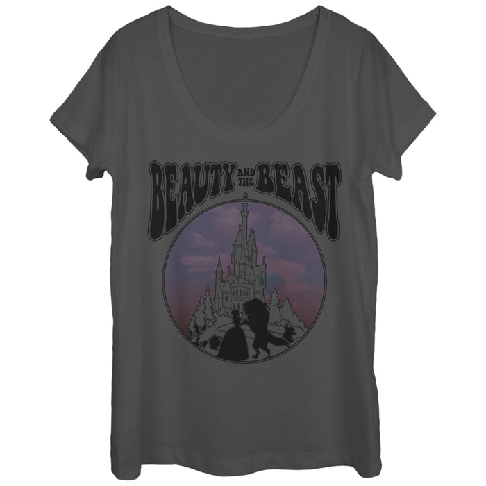 fifth sun Women's Beauty and the Beast Castle Scoop Neck
