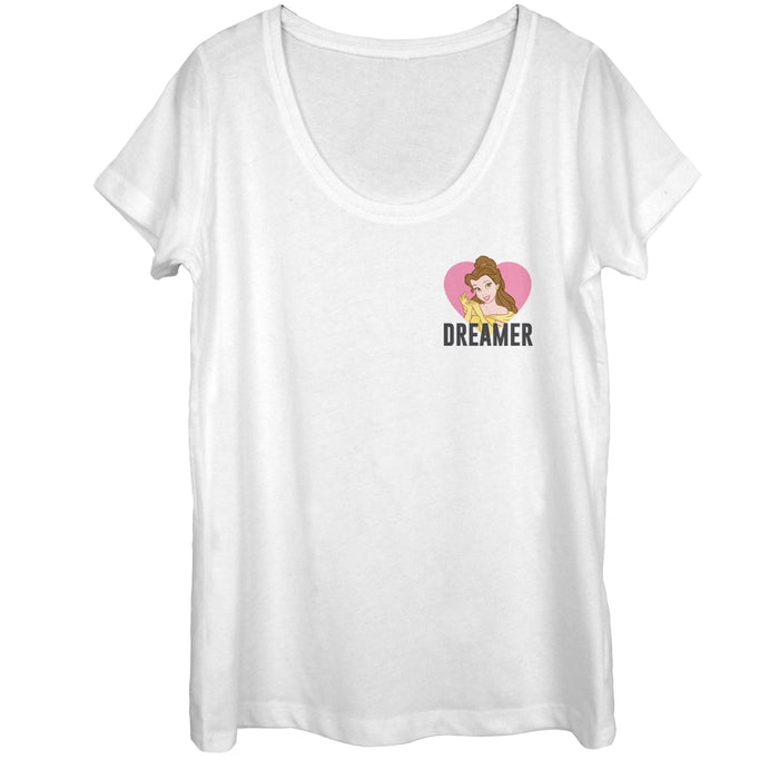 fifth sun Women's Beauty and the Beast Dreamer Badge Scoop Neck