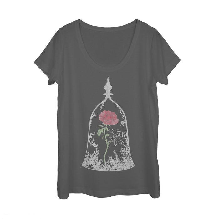fifth sun Women's Beauty and the Beast Frost Rose Scoop Neck