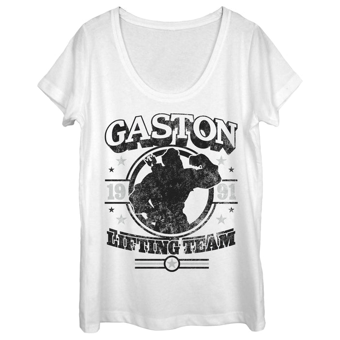 fifth sun Women's Beauty and the Beast Gaston Lifting Team Scoop Neck