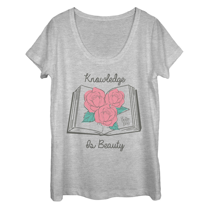 fifth sun Women's Beauty and the Beast Knowledge Scoop Neck