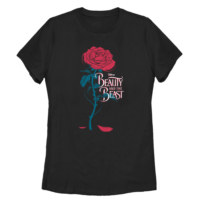 fifth sun Women's Beauty and the Beast Rose Petal Logo T-Shirt