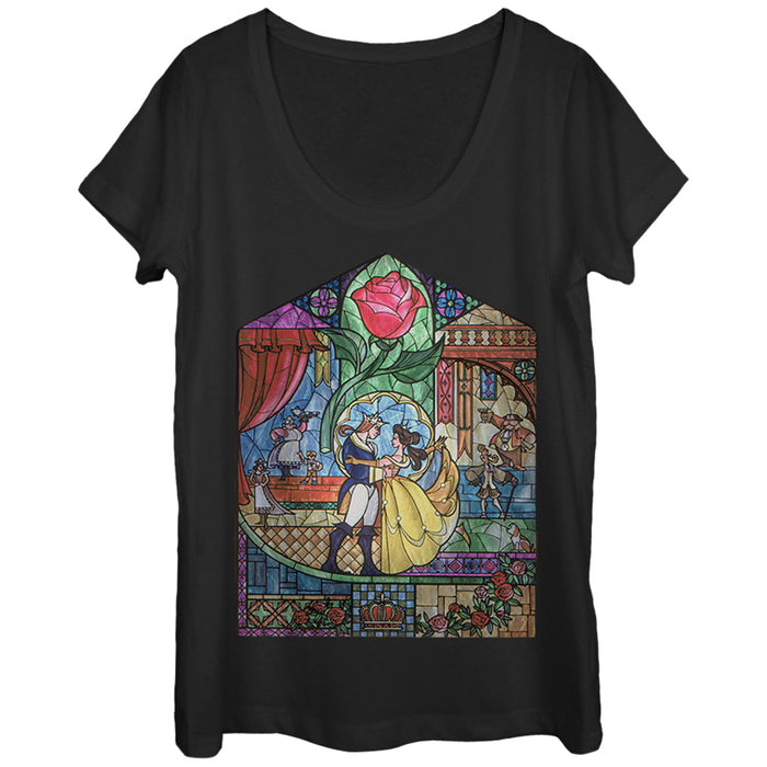fifth sun Women's Beauty and the Beast Stained Glass Scoop Neck