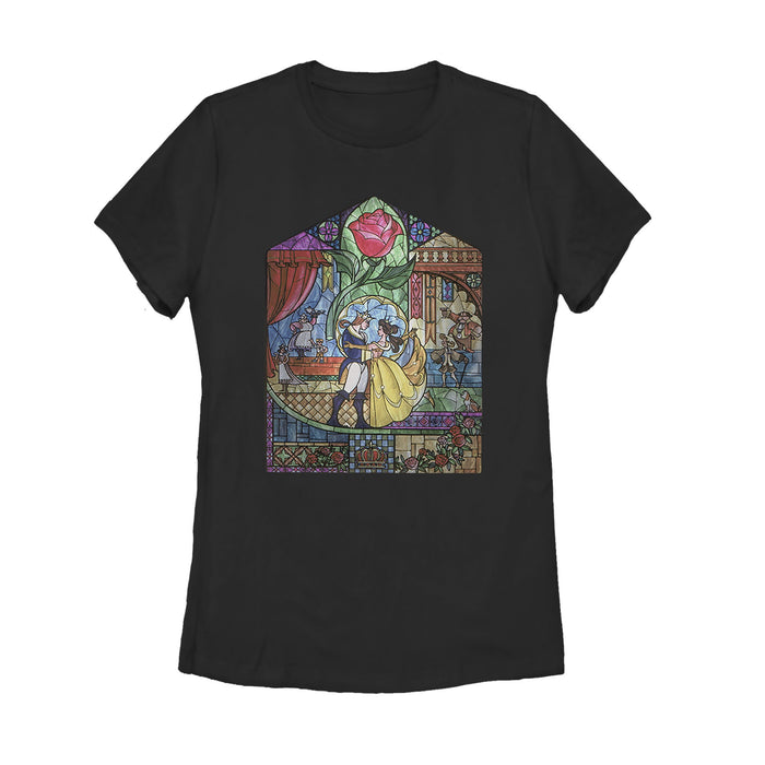 fifth sun Women's Beauty and the Beast Stained Glass T-Shirt