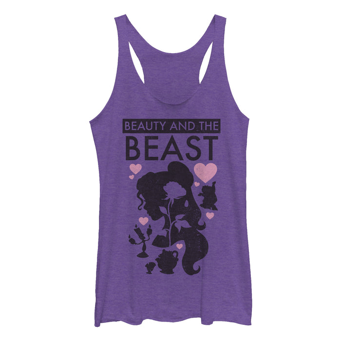 fifth sun Women's Beauty and the Beast Symbols Racerback Tank Top