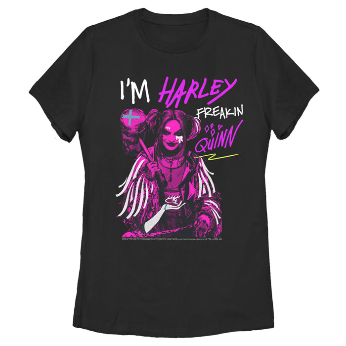 fifth sun Women's Birds of Prey Harley Freakin' Quinn Cartoon T-Shirt