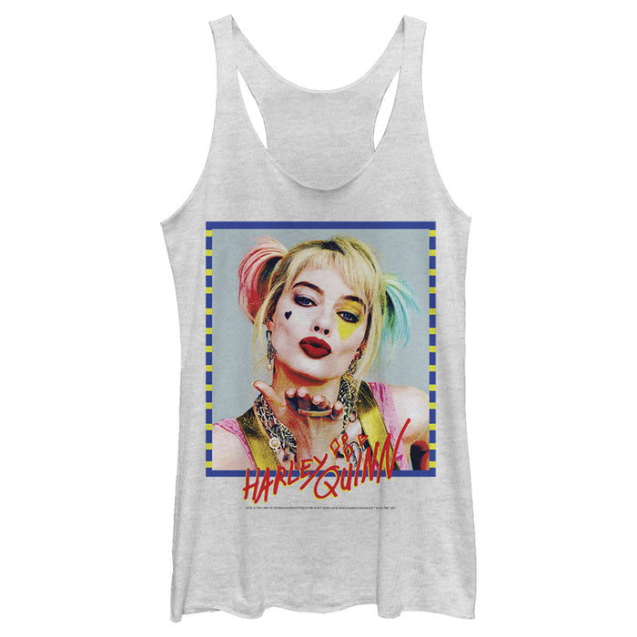fifth sun Women's Birds of Prey Harley Quinn Blowing Kiss Racerback Tank Top
