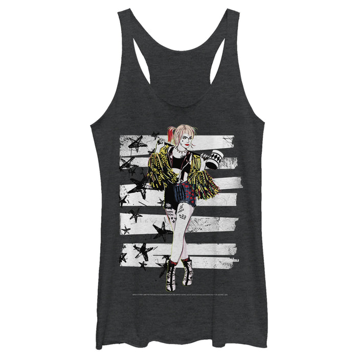fifth sun Women's Birds of Prey Harley Quinn Comic Pose Racerback Tank Top
