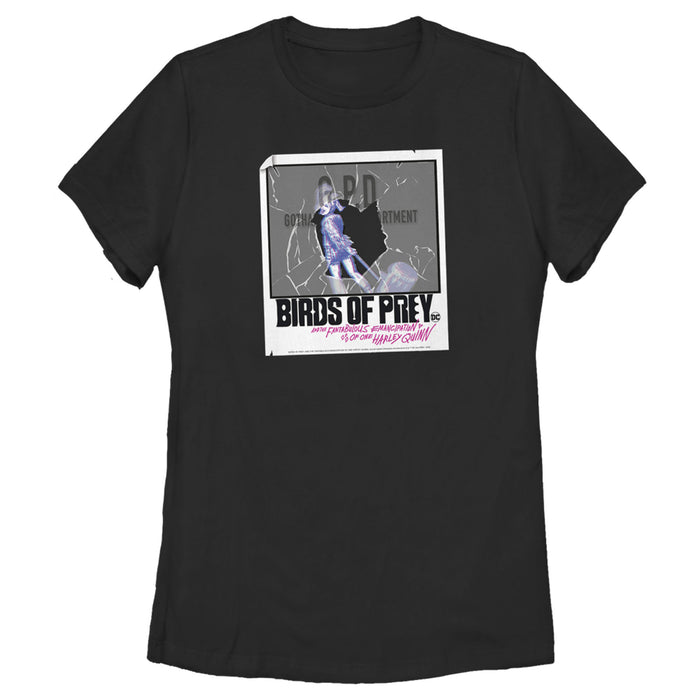fifth sun Women's Birds of Prey Harley Quinn Shattered Polaroid T-Shirt