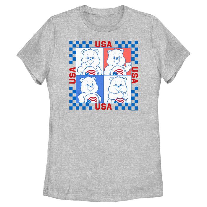 fifth sun Women's Care Bears America Cares Bear Patriotic Portraits T-Shirt