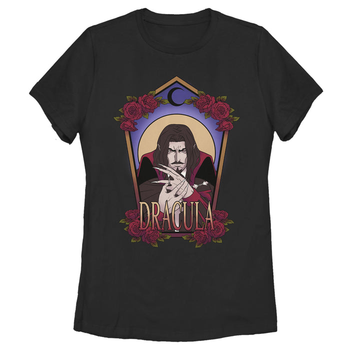 fifth sun Women's Castlevania Dracula Rose Frame T-Shirt
