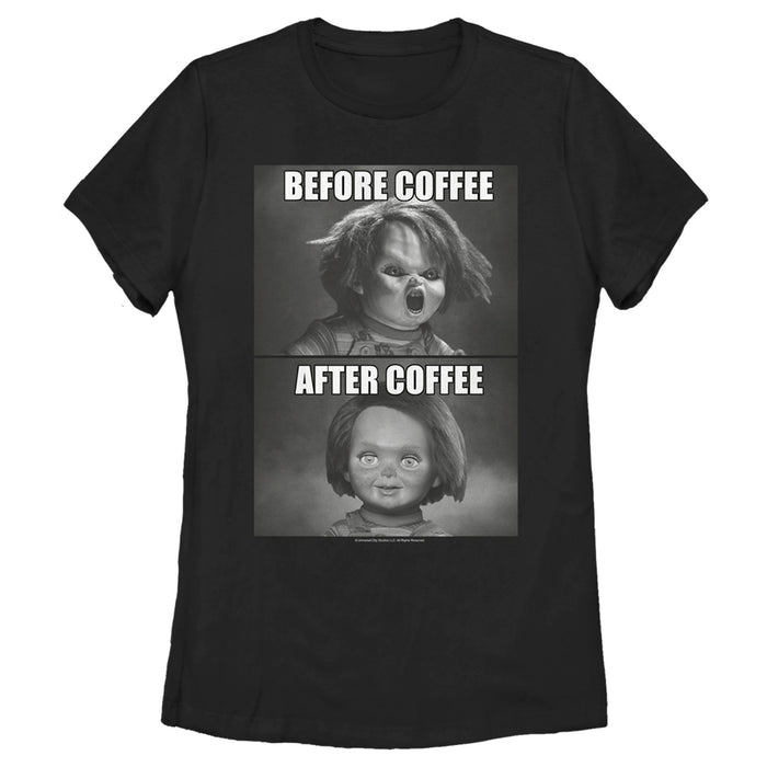 fifth sun Women's Child's Play Before and After Coffee Meme T-Shirt