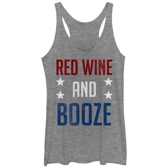 fifth sun Women's CHIN UP 4th of July Wine and Booze Racerback Tank Top
