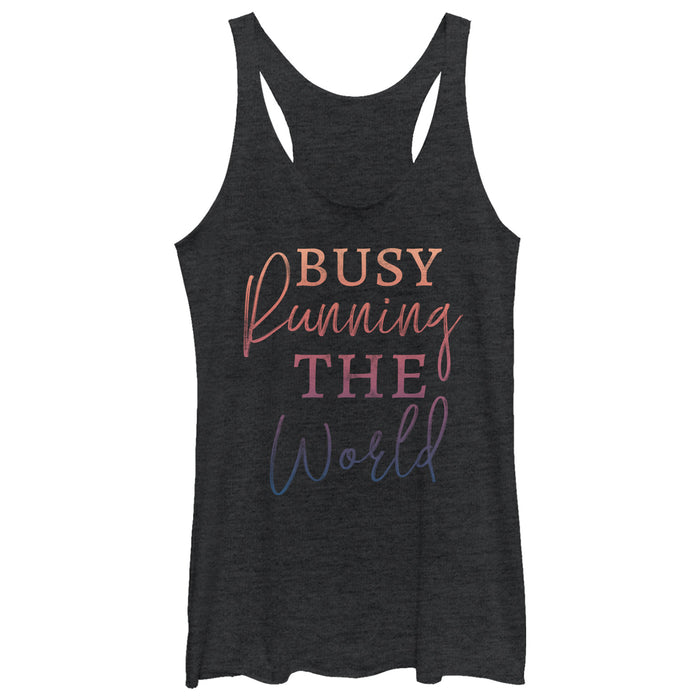fifth sun Women's CHIN UP Busy Running the World Racerback Tank Top