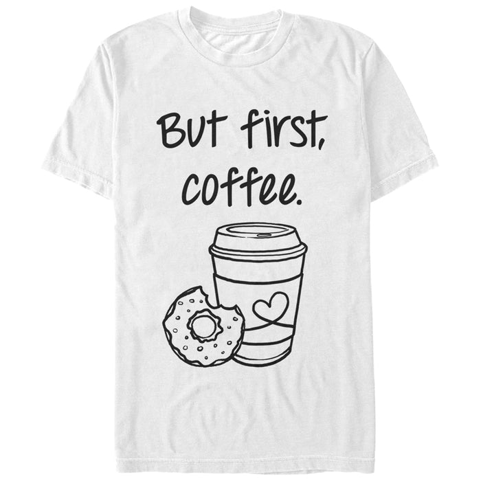 fifth sun Women's CHIN UP But First Coffee Cup Boyfriend Tee