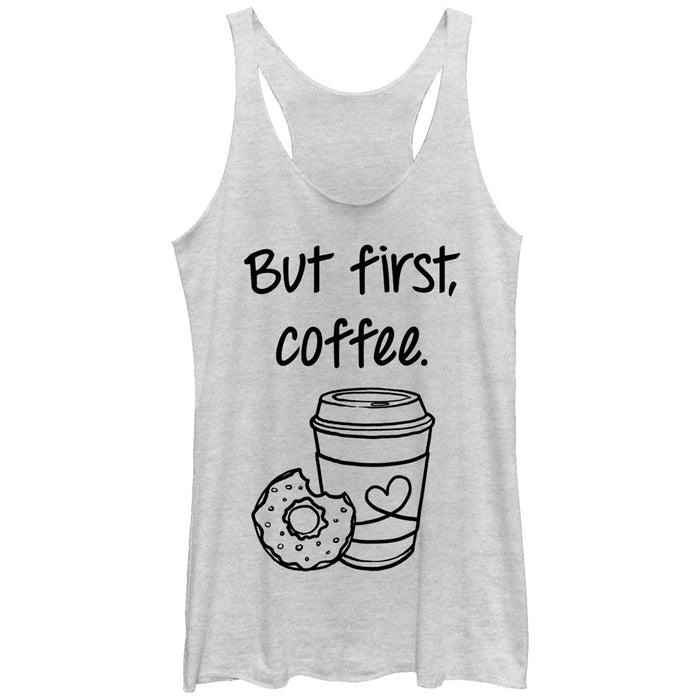 fifth sun Women's CHIN UP But First Coffee Cup Racerback Tank Top