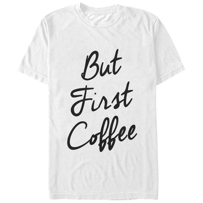 fifth sun Women's CHIN UP But First Coffee Cursive Boyfriend Tee