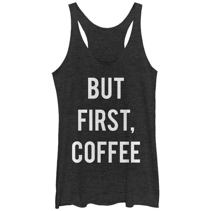 fifth sun Women's CHIN UP But First Coffee Racerback Tank Top