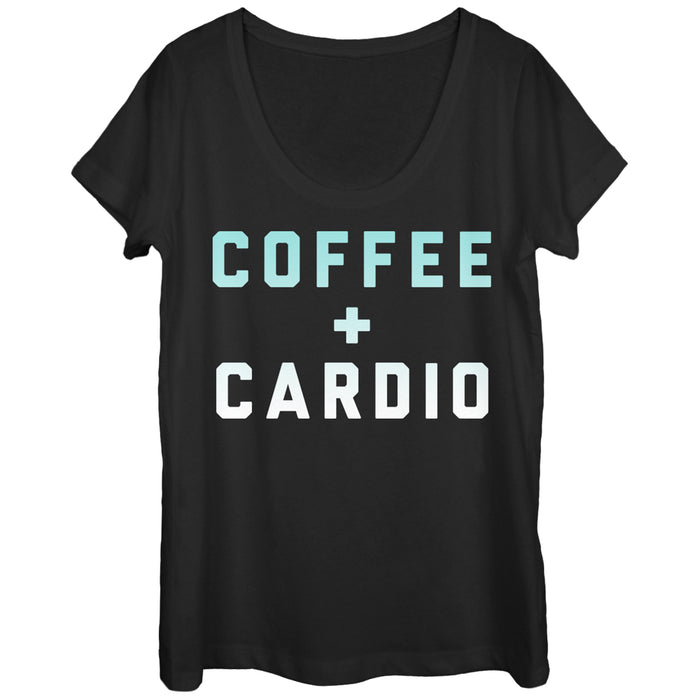 fifth sun Women's CHIN UP Cardio and Coffee Scoop Neck