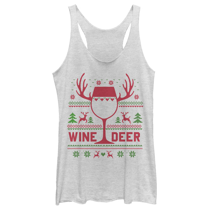 fifth sun Women's CHIN UP Christmas Wine Deer Racerback Tank Top