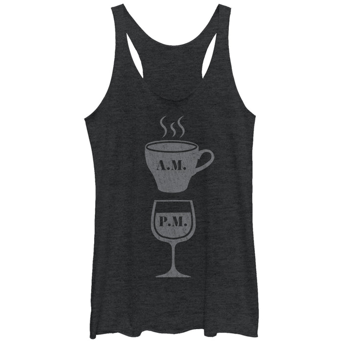 fifth sun Women's CHIN UP Coffee AM Wine PM Racerback Tank Top