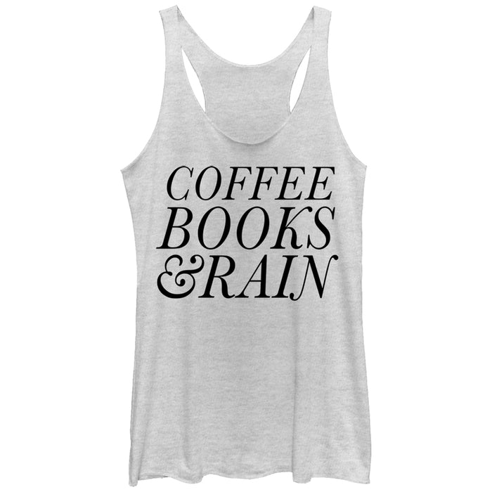 fifth sun Women's CHIN UP Coffee Books and Rain Racerback Tank Top