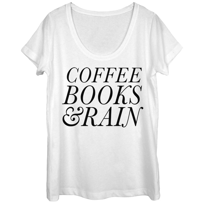 fifth sun Women's CHIN UP Coffee Books and Rain Scoop Neck