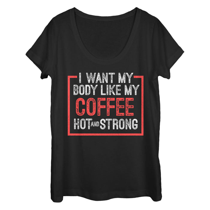 fifth sun Women's CHIN UP Coffee Hot Strong Scoop Neck