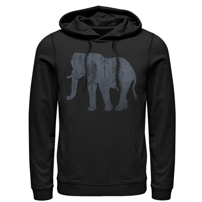 fifth sun Women's CHIN UP Distressed Tribal Elephant Pull Over Hoodie
