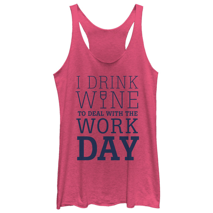 fifth sun Women's CHIN UP Drink Wine for Work Day Racerback Tank Top