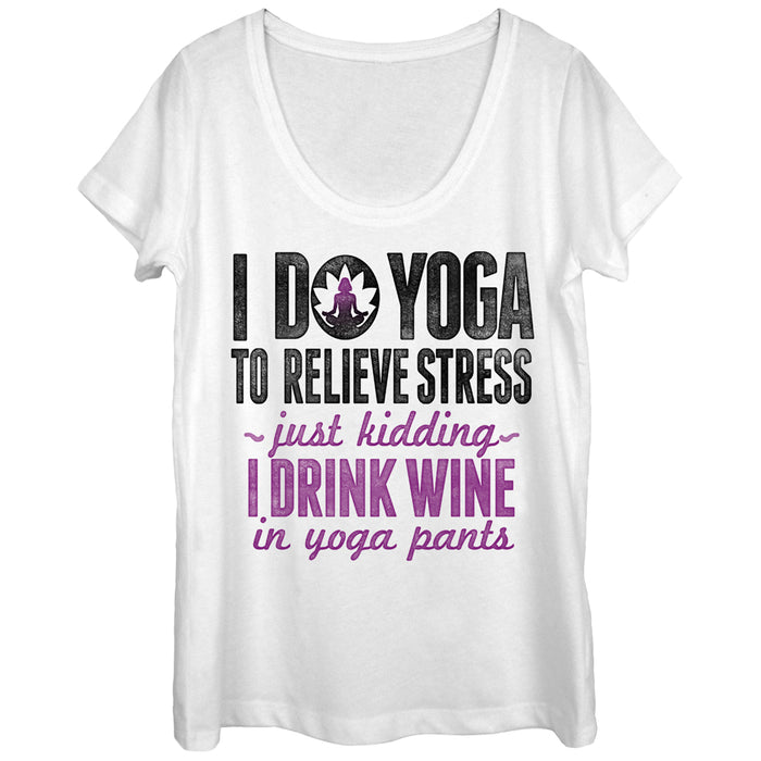 fifth sun Women's CHIN UP Drink Wine in Yoga Pants Scoop Neck