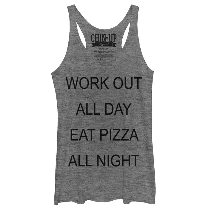 fifth sun Women's CHIN UP Eat Pizza All Night Racerback Tank Top