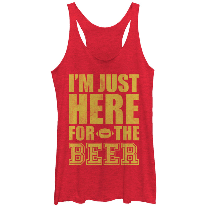 fifth sun Women's CHIN UP Football Here for the Beer Racerback Tank Top
