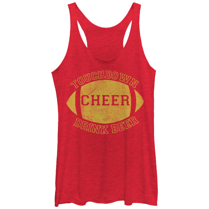 fifth sun Women's CHIN UP Football Touchdown Cheer Drink Beer Racerback Tank Top