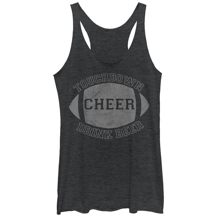 fifth sun Women's CHIN UP Football Touchdown Cheer Drink Beer Racerback Tank Top
