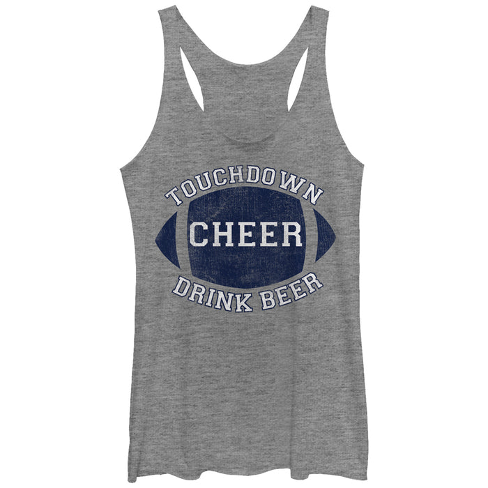 fifth sun Women's CHIN UP Football Touchdown Cheer Drink Beer Racerback Tank Top