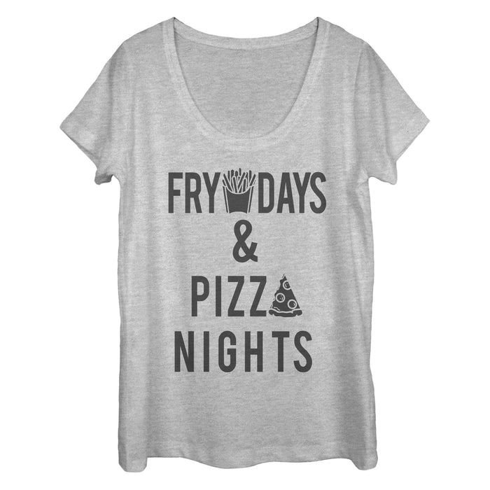 fifth sun Women's CHIN UP Frydays and Pizza Nights Scoop Neck