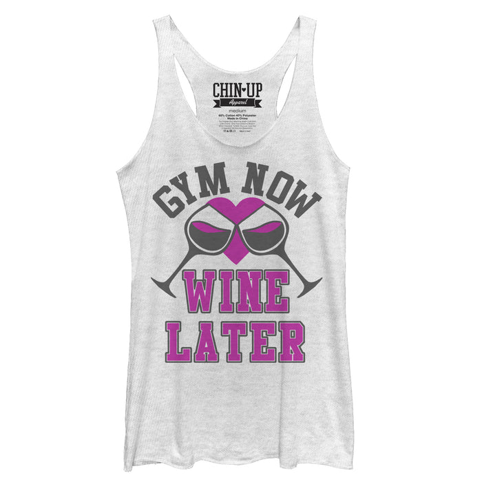 fifth sun Women's CHIN UP Gym Now Wine Later Racerback Tank Top