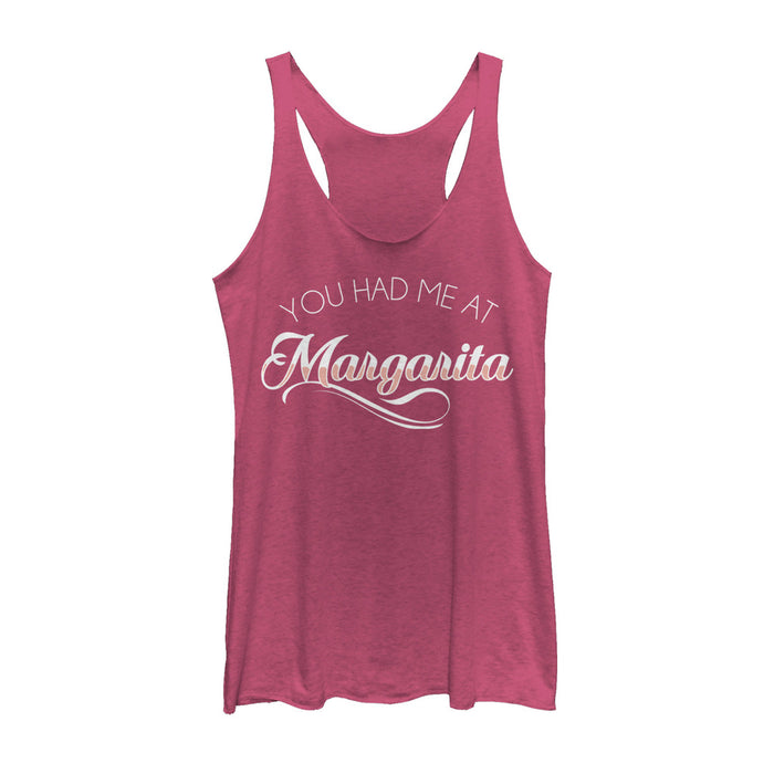fifth sun Women's CHIN UP Had Me at Margarita Racerback Tank Top